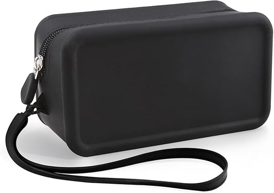 Silicone Makeup Bag, Portable Makeup Brush Holder, Travel Cosmetic Bag Versatile Zipper Pouch For Women (Black)