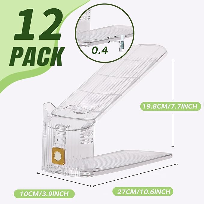 12 Pack Shoe Slots Organizer, Shoe Stackers Organizer for Closet Adjustable Shoe Holder Space Saver 50% Shoes Racks for Closet Organization