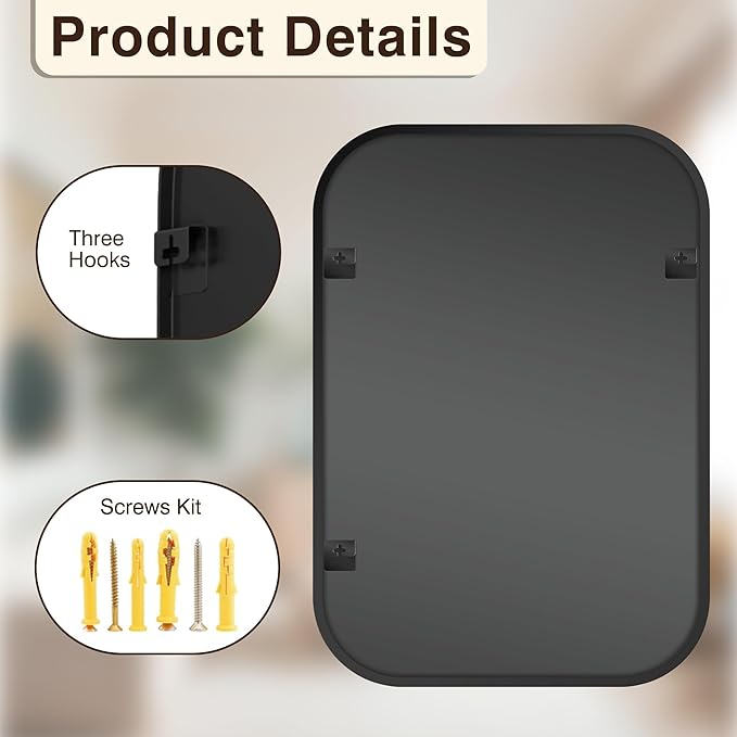 FICTOR Bathroom Vanity Mirror for Wall, 2 Pack 24" x 36" Rectangle Bathroom Mirror for Over Sink, Metal Framed, Hangs Horizontally or Vertically(Black)