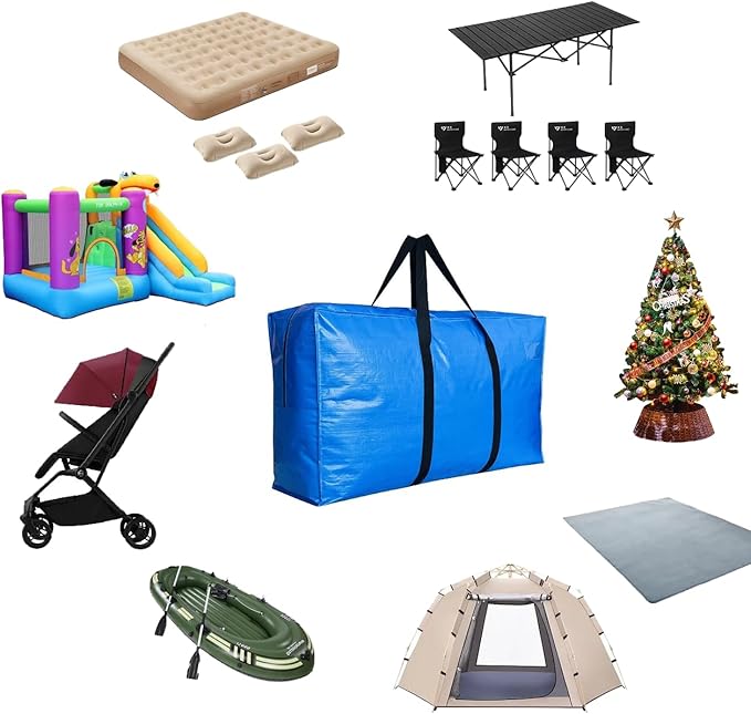 194 Gallon Extra Large Storage Bags, Jumbo Moving Storage Bags, Foldable Big Bue Waterproof Outdoor Patio Cushion Storage Bag, 68x30x22inch - 1PACK