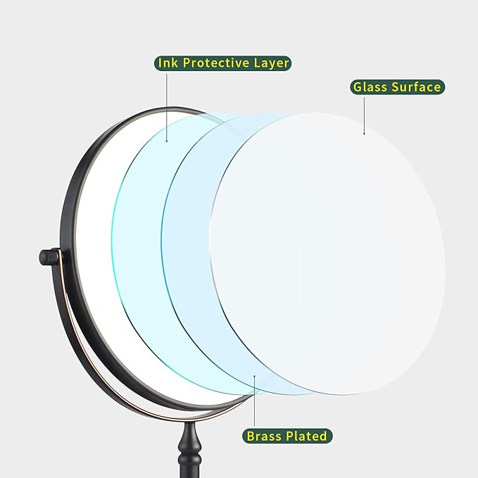 Nicesail Tabletop Magnifying Makeup Mirror with 10X Magnification, Double-Side Magnified Mirror, 360 Swivel Cosmetic Mirror for Table Desk Bathroom Vanity, No Light Oil Rubbed Bronze (8 Inch, 10X)