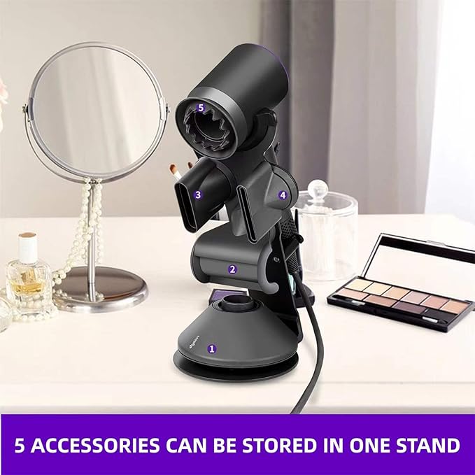 I'SMARTMOON Holder for Dyson Supersonic Hair Dryer,Magnetic Absorption Storage,Heat Resistant Alloy Anti Slip Base,Minimalist Space-Saving Design for Bathroom Countertops,Stylists Daily Routine