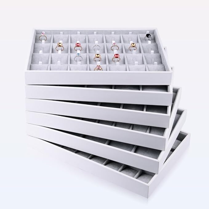 Oirlv Velvet Stackable Jewelry Tray 32 Grids Pendant Organizer Display Showcase Jewelry Storage Trays