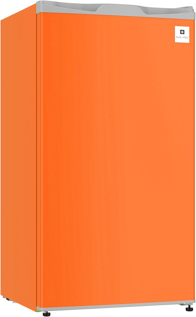 ARCTIC CHEF Mini Refrigerator-Freezer Compartment-Adjustable Thermostat Control-Reversible Doors-Ideal for Dorm, Office, RV, Garage, Apartment-ORANGE, 3.2 CU.FT