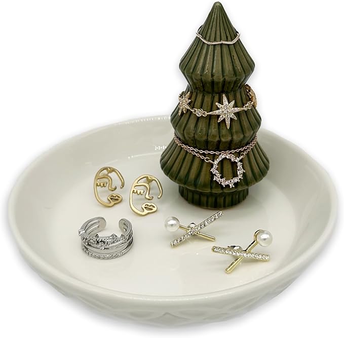 Moss Green Christmas Tree Ring Dish, Jewelry Holder, Jewelry Holder Dish, Christmas Tree Decor, Thanksgiving, Christmas