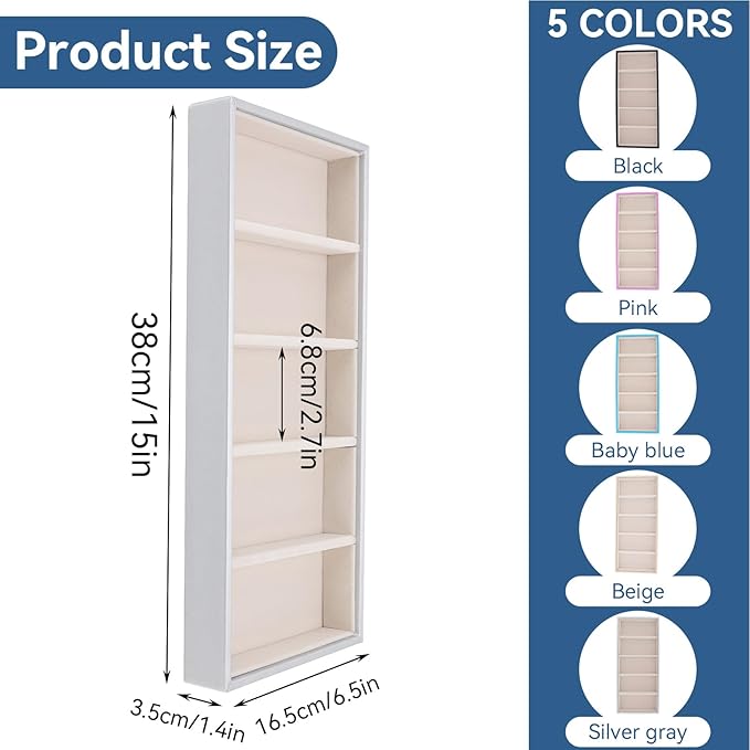 Velvet Glasses Box Tray, Stackable Glasses Display Tray Jewelry Organizer Trays for Glasses and Watch Holder Organizer Tray(Grey)