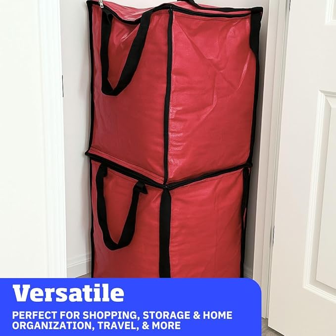 DURASACK Heavy Duty Storage Tote Bag with Zipper Top 22-Gallon Rugged Woven Polypropylene Moving Bag, Reusable Self-Standing Design, Holds up to 500 Pounds, Single, Red