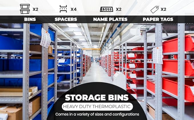 3.5" X 5.2" X 2.1" BLUE Heavy duty thermoplastic storage bin organizer, Stackable, Hangable, Side-connect. Great for tools, parts crafts and more! (2 PACK)
