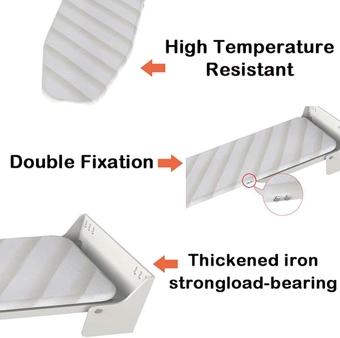 uyoyous Heavy Duty Wall Mounted Ironing Board 37x13 Inch, Foldable Space-Saving Ironing Holder with Heat Resistant Cover, Perfect for Small Spaces, Home & Laundry Room