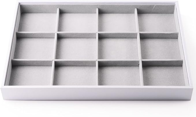 Oirlv Hand Made Velvet Stackable Jewelry Trays Rings Earrings Bracelet organizer Storage Tray (12 Grids)