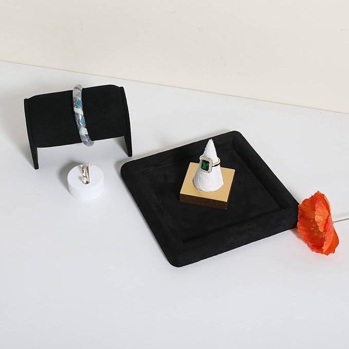 GemeShou Jewelry ring display holder for selling, velvet ring cone display stand, cute cone shaped ring holder with golden coated base,Small jewelry ring storage organizer【Ring holder-white 1 cone】