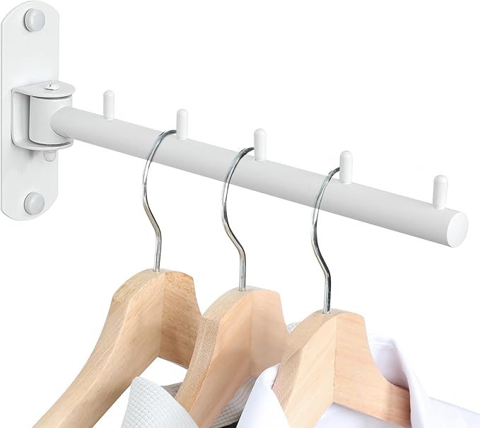 Swing Clothes Hanger Rack, Garment Racks Clothes Bar Wall Mounted, 180°Rotation Laundry Drying Rack 304 Stainless Steel Space Saving Clothing Hanging System for Laundry Room Bedroom Balcony