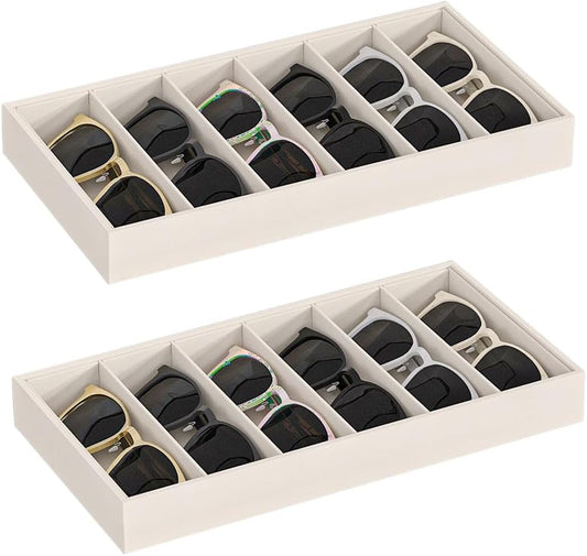 Sunglass Organizer Tray,Eyeglass Storage for Multiple Glasses,Jewelry and Sunglasses Drawer Organizer (Beige 2)