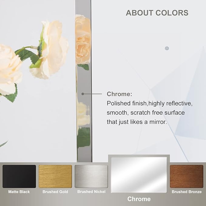 ANDY STAR Chrome Bathroom Mirror 24x36, Chrome Mirror Oval, Polished Silver Bathroom Mirror, Oval Mirrors Stainless Steel Frame Deep 1’’ Hang Vertical or Horizontal