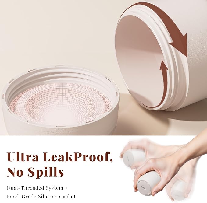 New Travel Toiletry Containers [Ultra Leakproof] TSA-Approved, PLA Hard Shell Jars with 5 Magnetic Labels, Wide Mouth Bottles for Lotion, Cleanser, Shampoo, Conditioner, Beige, 3 Pack, 1OZ