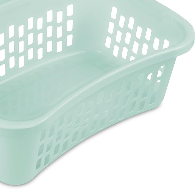 Sterilite 24 Pack HipHold Laundry Basket, Plastic Rectangle Clothes Hamper with Comfort Grip Handles & Reinforced Rim, 1.5 Bushel Capacity, Mint