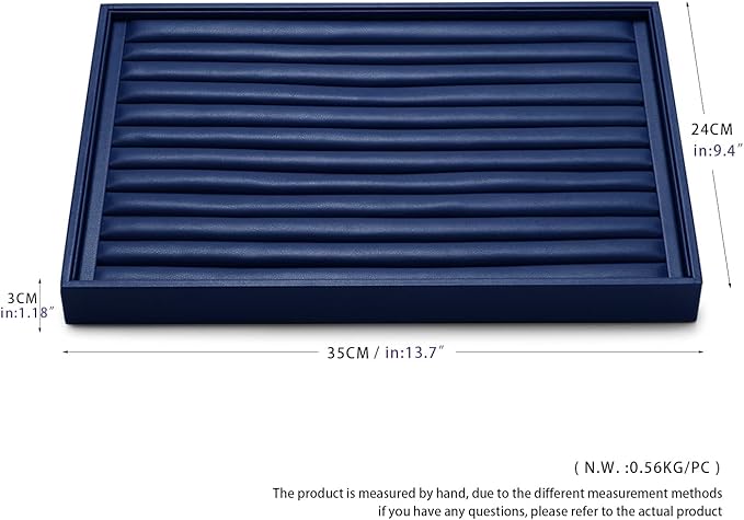 Blue Leather Jewelry Tray Ring Display Trays Earring Display Tray Ring Earrings Studs Tray Jewelry Organizer Showcase Display (Blue)