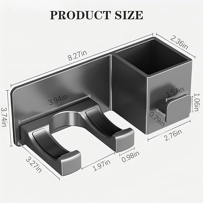 Hair Dryer Holder Wall Mounted, Blow Dryer Holder for Salon, Bedroom, Bathroom Storage, Multi-Functional Bathroom Wall Shelves Hair Tools Organizer for Hairdryers Hairbrush - No Drilling Needed