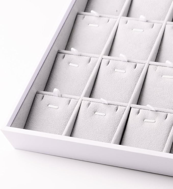 Oirlv Velvet Stackable Jewelry Trays Pendant Display Organizer Storage Tray (24 Grids Pendant)