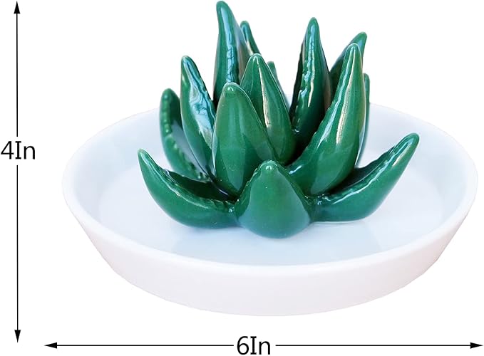 PUDDING CABIN Succulent Ring Holder Dish Cactus Gift for Women Birthday Gift for Mom Friend Bridesmaid Wedding Christmas Valentines Housewarming Gift, Decorative Cacti Decor for Home Gifts