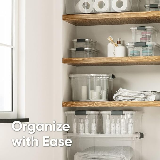 Superio Clear Storage Box with Lid, 3.5 Quart Plastic Container Bins for Organizing, Stackable Crates, BPA Free, Non Toxic, Odor Free, Organizers for Home, Office, School, and Dorm, 18 Pack