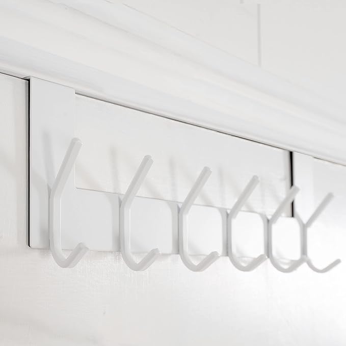 WEBI Over The Door Hook White,Over The Door Towel Rack,Door Hanger,Door Coat Towel Hanger,Door Coat Rack for Hanging Clothes,Jacket,Back of Bathroom,2 Packs