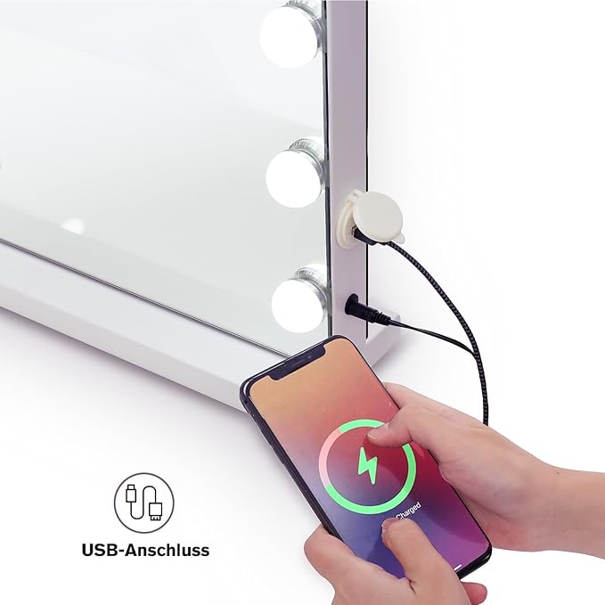 YOURLITE Vanity Mirror with Lights,Large Hollywood Mirror with Lights with 15 Bulbs, 3 Colors Modes & Adjustable Brightness, Makeup Mirrors Vanity with 10x Spot Mirror, USB Charging Port