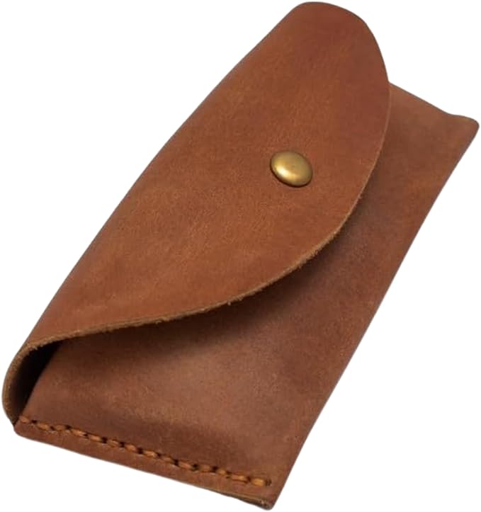Leather Sunglasses Case Genuine Leather Eyeglass Case Soft Glasses Pouch Reading Glasses Case for Men & Women