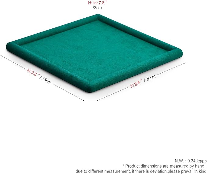 Oirlv Top Microfiber Jewelry Tray Square Nightstand Organizer Rings Earrings Necklace Trinket Storage Tray Showcase Jewelry Display (Green)