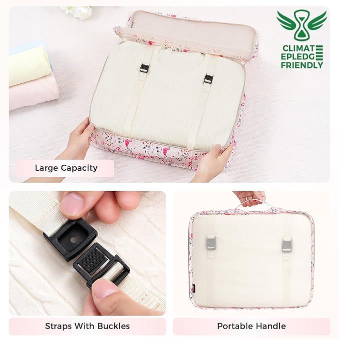 BAGAIL 8 Set Packing Cubes Luggage Packing Organizer Bags for Travel Accessories-Pink Flamingo