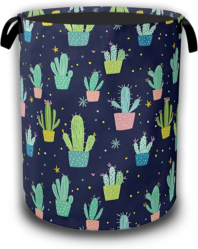 Laundry Hamper,Cactus Laundry Baskets,Waterproof Oxford Cloth Toy Storage for Bedroom,Bathroom,Nursery,16x20.8 Inch