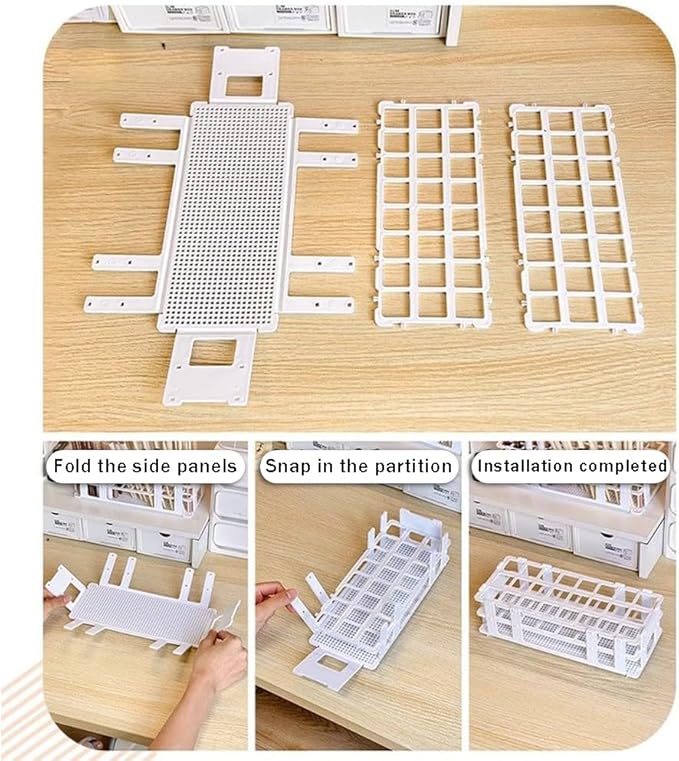 Makeup Storage Organizer Rack,Lipstick Lipgloss Display Organizer,Detachable Makeup Brush Air Drying Rack,Perfect Storage Solution for Drawer and Vanity,0.9"+0.66" (24-hole + 60-hole)