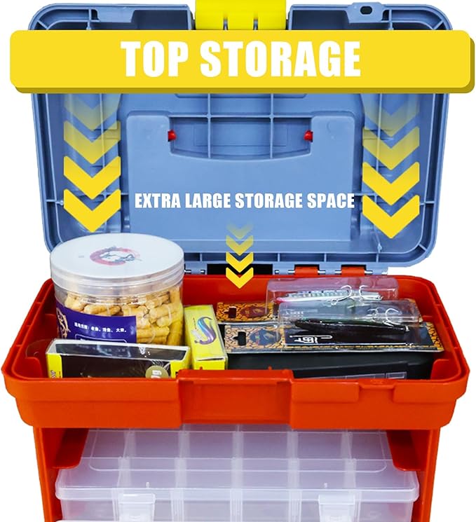 BIG RED AG2154CR Tackle Box Organizer: Portable Storage Tool Box with 4 Drawers and 19 Compartments Each for Hardware, Fish Tackle, Beads and more, Red