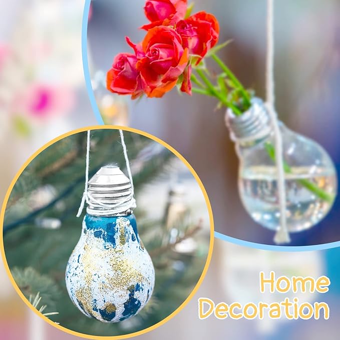 Juexica 108 Pieces Plastic Fillable Light Bulb Ornaments Clear Empty Lightbulb Containers Small Candy Bottles Drink Cups Decorative Jars for Crafts Gifts Party Favors 100 ml (Silver Cap)
