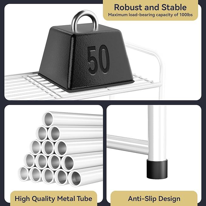 2 Tier Shoe Rack Organizer for Closet, Stackble,White