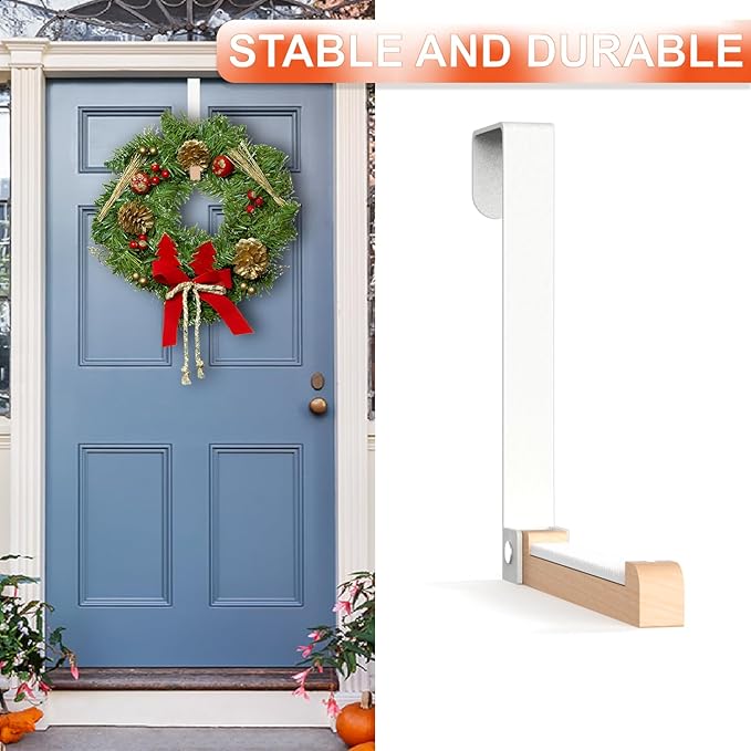 2 Pack Over The Door Hooks(L=6.1"), Over Door Hanger, Heavy Duty No Drill Hanger for Towels, Coats, Hats, Bags in Bathroom, Bedroom, Kitchen, Living Room-White