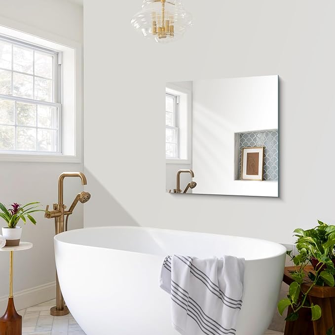 CILIBER 30x30 inch Frameless Bathroom Mirror, Square Frameless Mirrors for Wall, Upgraded Shatterproof Vanity Mirror 3mm Tempered Glass Lightweight Design for Bathroom Bedroom Living Room and Entryway