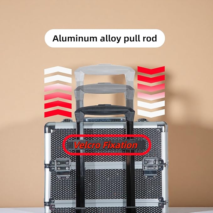 Makeup Rolling Train Case - Professional Cosmetics Organizer with Aluminum Frame, Folding Trays & Wheels, Portable for Travel & Studio (Black Diamond)