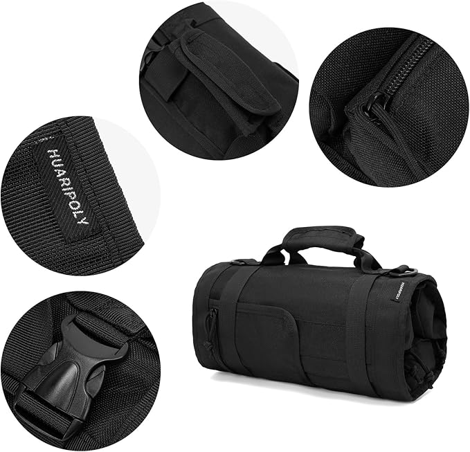 HUAARIPOLY Roll up Tool Kit, Portable Large Capacity Tool Storage, Multi functional Tool Storage Organizer Roll up Carrying Tool Kit Gifts for Men, Electricians, Machinists, and Plumbers