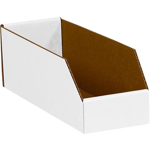 Box USA BBINMT512 Open Top Bin Boxes, 5" x 12" x 4-1/2", Oyster White (Pack of 50)