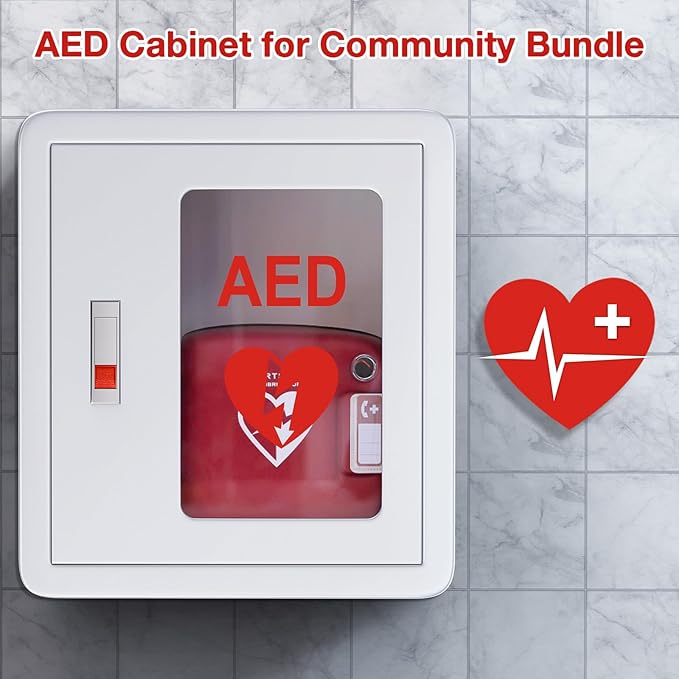 AED Cabinet Wall Mounted, AED Defibrillator Storage Cabinet with Snap Lock, Transparent Window fits for Home, Office, Hospital and Public Places, 14 x 7.8 x 15.7 Inch