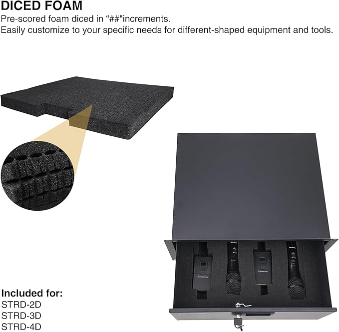 Sound Town 19-inch 3U Locking Rack Drawer, with Protection Foam (STRD-3D)