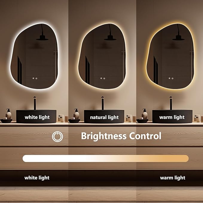 WallBeyond LED Bathroom Mirror with Lights, 22 x 30 Inch Led Bathroom Vanity Mirror for Wall, Anti Fog Mirror for Bathroom, 3 Colors and Dimmable Light, Horizontal/Vertical