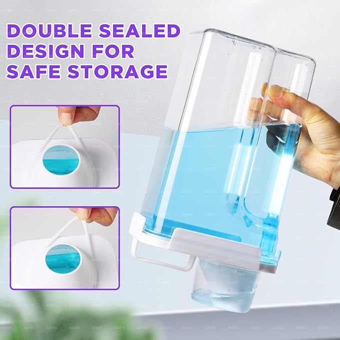 [3 Pack] Liquid Laundry Detergent Dispenser for Laundry Room Organization and Storage, 95oz Large Capacity Laundry Soap Containers with 12 Removable Labels, BPA Free & PET Plastic Clear