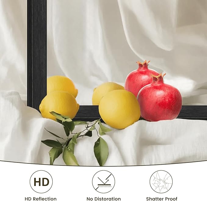 WEER 24X36 Inch Black Bathroom Mirror, Matte Black Framed Mirror, Rectangular Wall Mirror, Vanity Mirror for Bathroom, Anti-Rust, Tempered Glass, Hangs Horizontally or Vertically