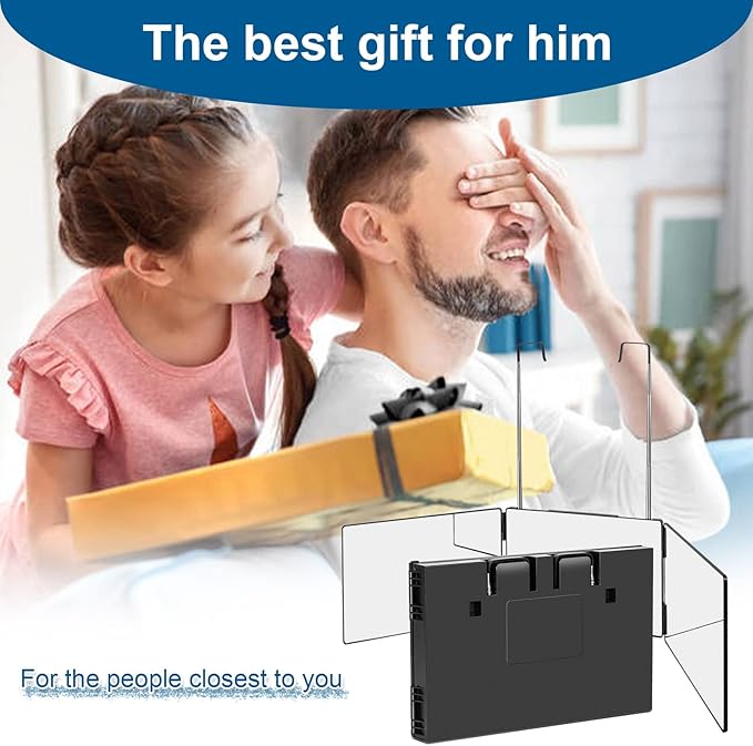 with LED Lights 3 Way Mirror for Self Hair Cutting,360 Haircuts Mirror Men for Barber Use Tools,to See Back of Head,Tri Fold with Portable Height Adjustable Telescoping Hooks