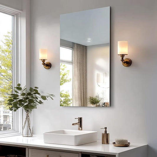CILIBER Frameless Mirror, 24x40 Inch Rectangle Bathroom Mirrors for Wall, Upgraded Shatterproof Large Vanity Mirror Over Sink with Polished Edge for Bathroom, Bedroom, Living Room and Entryway
