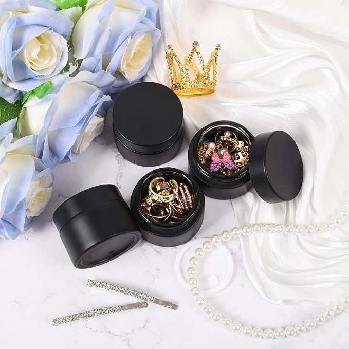 1 oz Glass Jars with Lids, Empty Cosmetic Jars, Airtight Containers with Inner Seal for Creams, Balms, Ointments, DIY Crafts, Salves (48 Pack, Black Frosted)