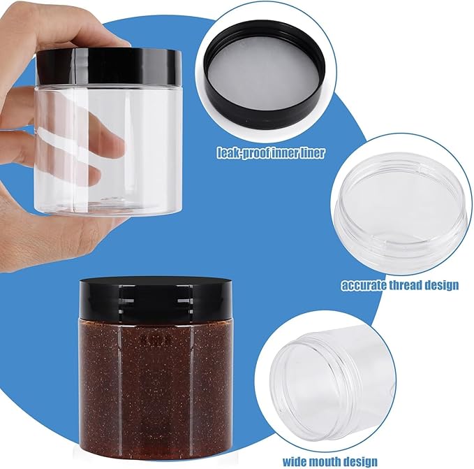 90 Pack 4 Oz Plastic Containers with Lids, OBKJJ Clear Travel Size Leak Proof Makeup Travel Containers BPA Free Cosmetic Slime Jars for Lotion, Cream, Body Butter, Makeup, Ointments (90)