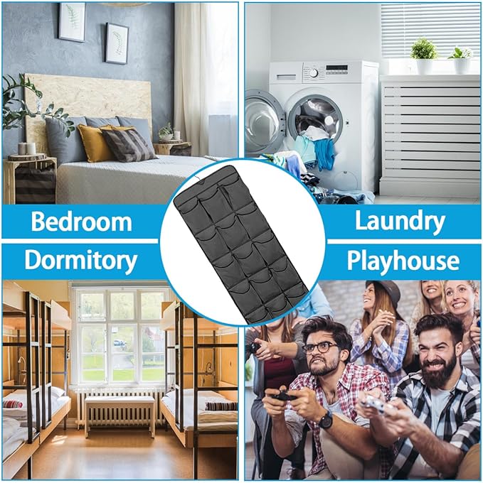 3Pcs 30 Large Pockets Dual Sided Hanging Shoe Organizer Double-Side Closet Storage Shelves with Rotating Hanger Space Saving Storage Bag Portable Shoe Rack Holder for Bedroom Laundry Room,Black